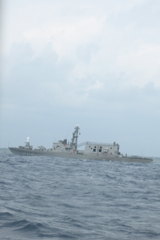 Mexican navy ship escorts further offshore. Not sure why.