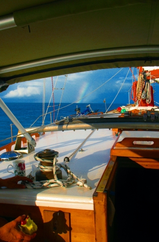 Rainbow off starboard bow.