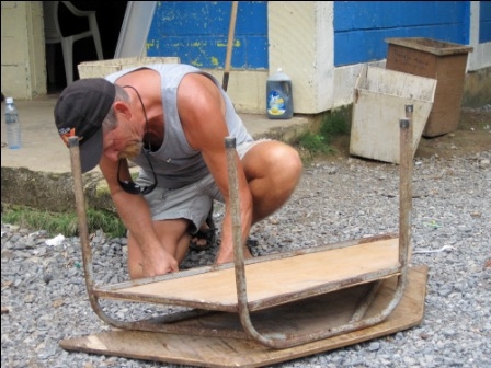 Fixing rusty desks.