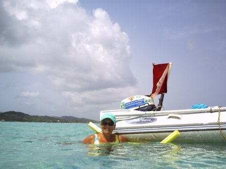 Pat in our pool (white sand,
clear water and no people.