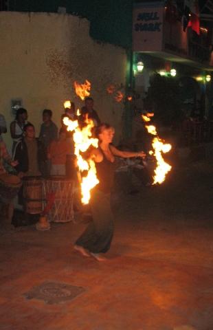 Fire Dance outside resturant.