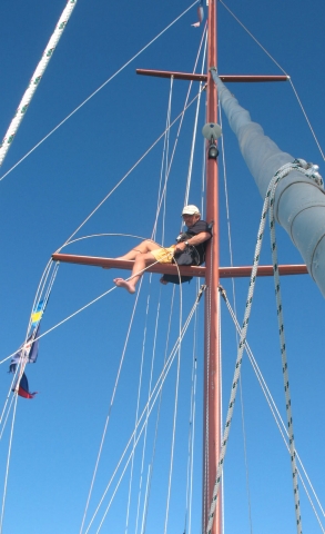 R2 working up the mast.