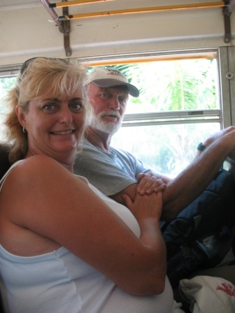 Angie and Larry in 
the bus.