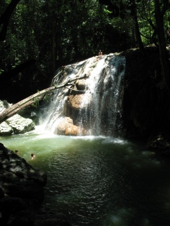 Hot water falls and pool