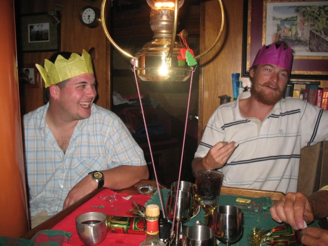 Zach and John Rock
Christmas 2008 aboard HB
Georgtown, Exumas