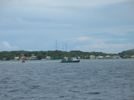 Entering Utila harbor