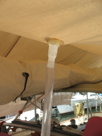 Drain tube mounted
to awning.