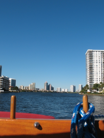 Looking back as we move south toward Miami.